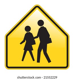 School Warning Sign Vector with glossy effect