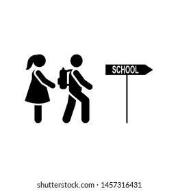 School Way Go Students Pictogram Icon