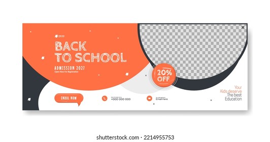 school web banner design template. social media banner post for promotion your school  vector illustration 