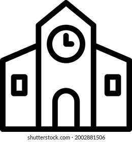 school with white background.school is a symbol of education.thin line icon.