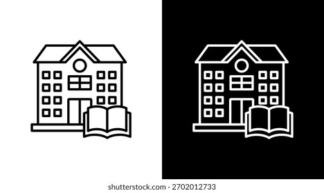 Diseño de conjunto de iconos blancos de la escuela