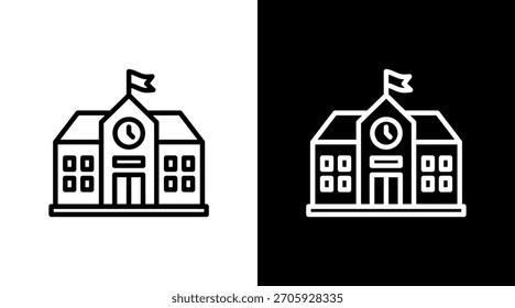 Design de Conjunto de Ícones de Branco de Escola