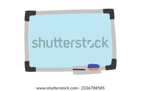 School whiteboard clipart. Simple blank whiteboard flat vector illustration, space for placing content cartoon style. Teacher, students, classroom, school supplies, back to school concept