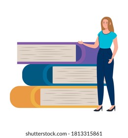 School woman teacher with books design, Education class lesson and knowledge theme Vector illustration