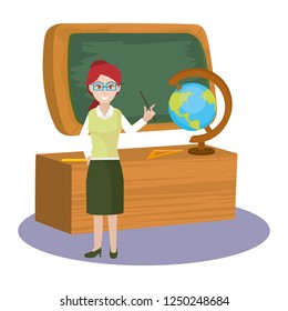 School Woman Teacher Cartoon Stock Vector (Royalty Free) 1250248684 ...