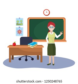 school woman teacher cartoon