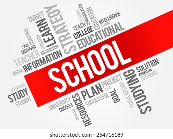 SCHOOL word cloud, education concept