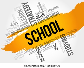 SCHOOL word cloud, education concept