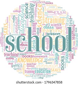 School word cloud isolated on a white background.