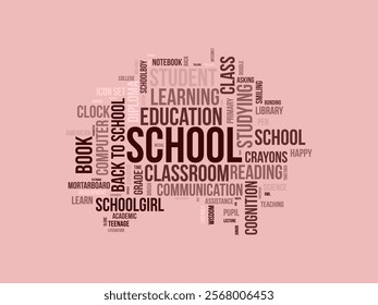 School word cloud template. School concept vector tagcloud background.