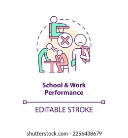 School and work performance concept icon. Family conflict. Parent teen conflict area abstract idea thin line illustration. Isolated outline drawing. Editable stroke. Arial, Myriad Pro-Bold fonts used