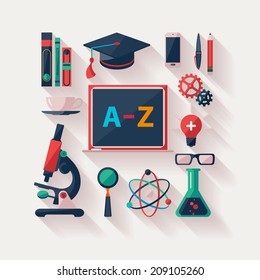 School workspace. Modern flat design.