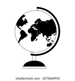 School world globe on black and white