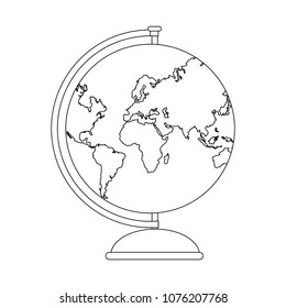 School world globe on black and white