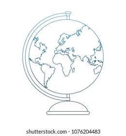 School world globe on blue lines