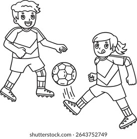 School Yard Children Playing Soccer Isolated 
