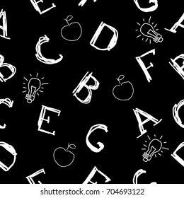 School year seamless hand drawn vector pattern