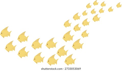 Escuela de Peces Amarillos, Lindo Océano Animales Clipart
