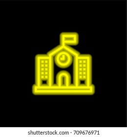 School yellow glowing neon ui ux icon. Glowing sign logo vector