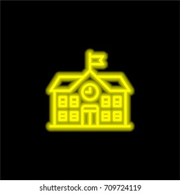 School yellow glowing neon ui ux icon. Glowing sign logo vector