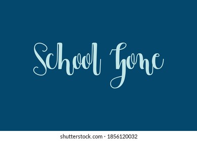 School Zone Cursive Calligraphy Cyan Color Text On Navy Blue Background