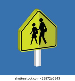 Ilustración vectorial de forma 3d de la zona escolar