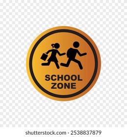 school zone sign on transparent background