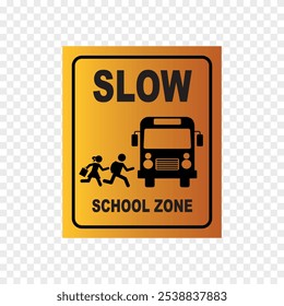 school zone sign on transparent background