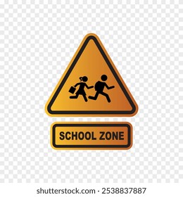 school zone sign on transparent background