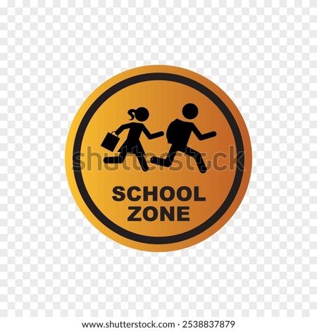 school zone sign on transparent background