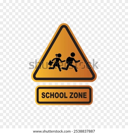 school zone sign on transparent background