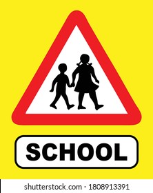 SCHOOL ZONE SIGN or TRAFFIC SIGN VECTOR ILLUSTRATION