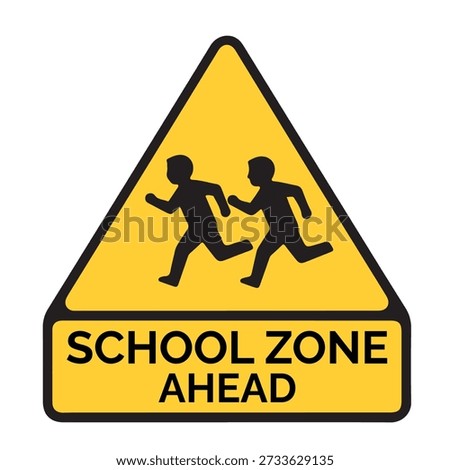 School Zone Traffic Sign Vector – Children Crossing Warning Sign. School Zone Sign Vector Illustration – Education Area Traffic Symbol. School Zone Signboard Vector – Education Safety Road Sign