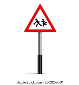 School zone warning sign vector on white background