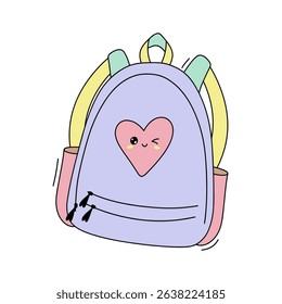 Schoolbag. Backpack isolated on white background. Back to school flat illustration.