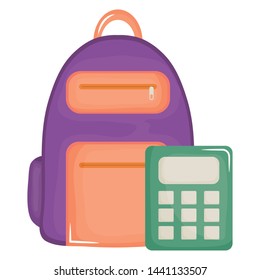 schoolbag with calculator math supplies
