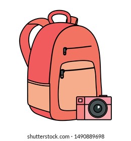schoolbag with camera photographic icons