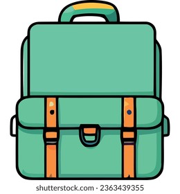 schoolbag color green supply icon isolated