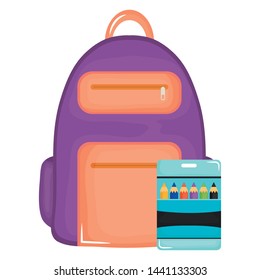 schoolbag and colors pencils supplies