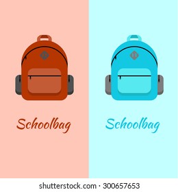 Schoolbag flat illustration. Bag for school. Hipster 