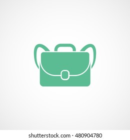 Schoolbag Green Flat Icon On White Background