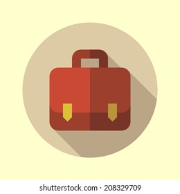 Schoolbag icon. Flat long shadow design. Back to school icons series.