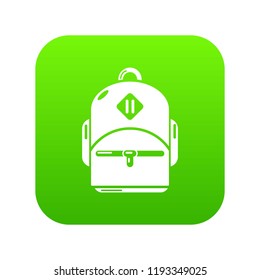 Schoolbag icon green vector isolated on white background