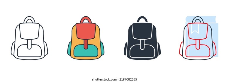 schoolbag icon logo vector illustration. Backpack symbol template for graphic and web design collection