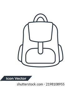 schoolbag icon logo vector illustration. Backpack symbol template for graphic and web design collection