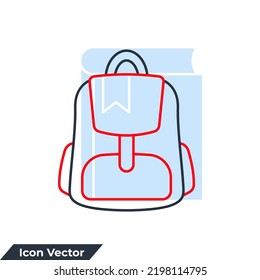 schoolbag icon logo vector illustration. Backpack symbol template for graphic and web design collection