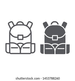 Schoolbag line and glyph icon, rucksack and bag, backpack sign, vector graphics, a linear pattern on a white background, eps 10.