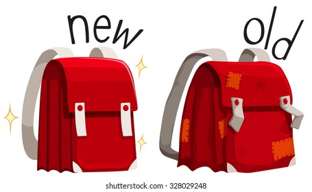 Schoolbag New And Old Illustration