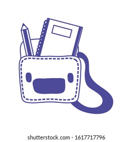 schoolbag with notebook and pencil vector illustration design