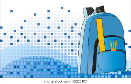 mochila con lápices y regla